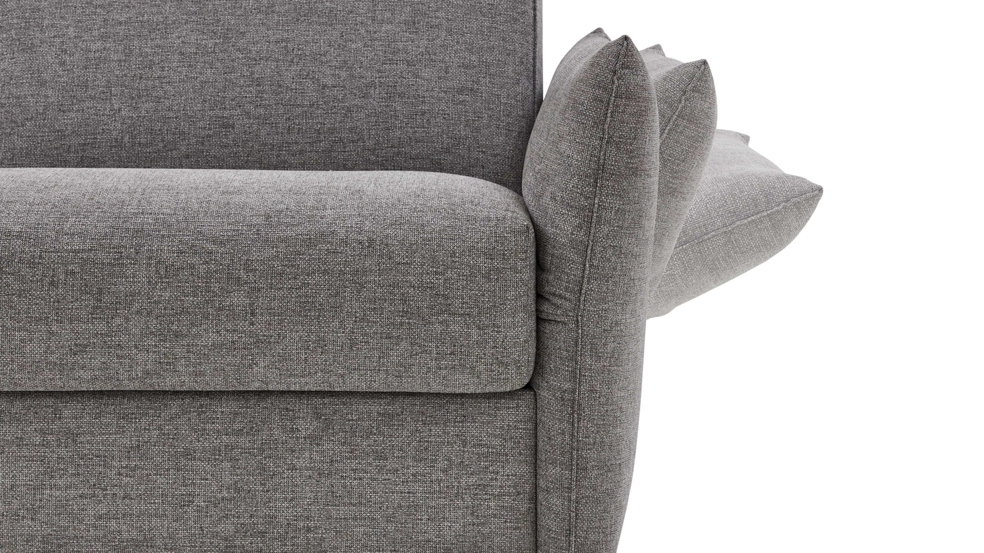 Schlafsofa Bali aus Stoff in Grau Schlafsofa Lina grauer Bezug & chromfarbene Metallfüße - Breite ca. 194 - 234 cm