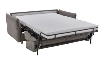 Schlafsofa Bali aus Stoff in Grau Schlafsofa Lina grauer Bezug & chromfarbene Metallfüße - Breite ca. 194 - 234 cm