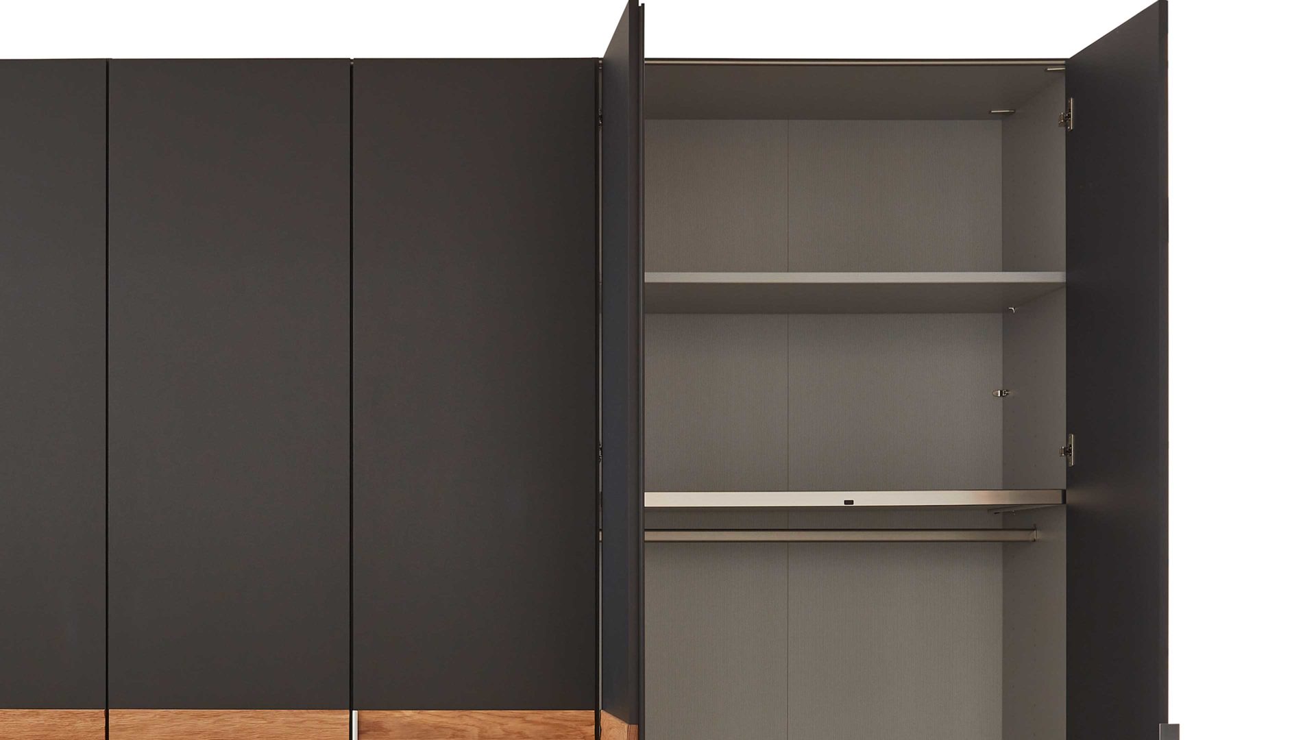Kleiderschrank Wiemann | oeseder aus Holz in Dunkelgrau WIEMANN Schlafzimmerserie Acapulco - Kleiderschrank Graphit & Riffholz - sechs Türen, Breite ca. 300 cm