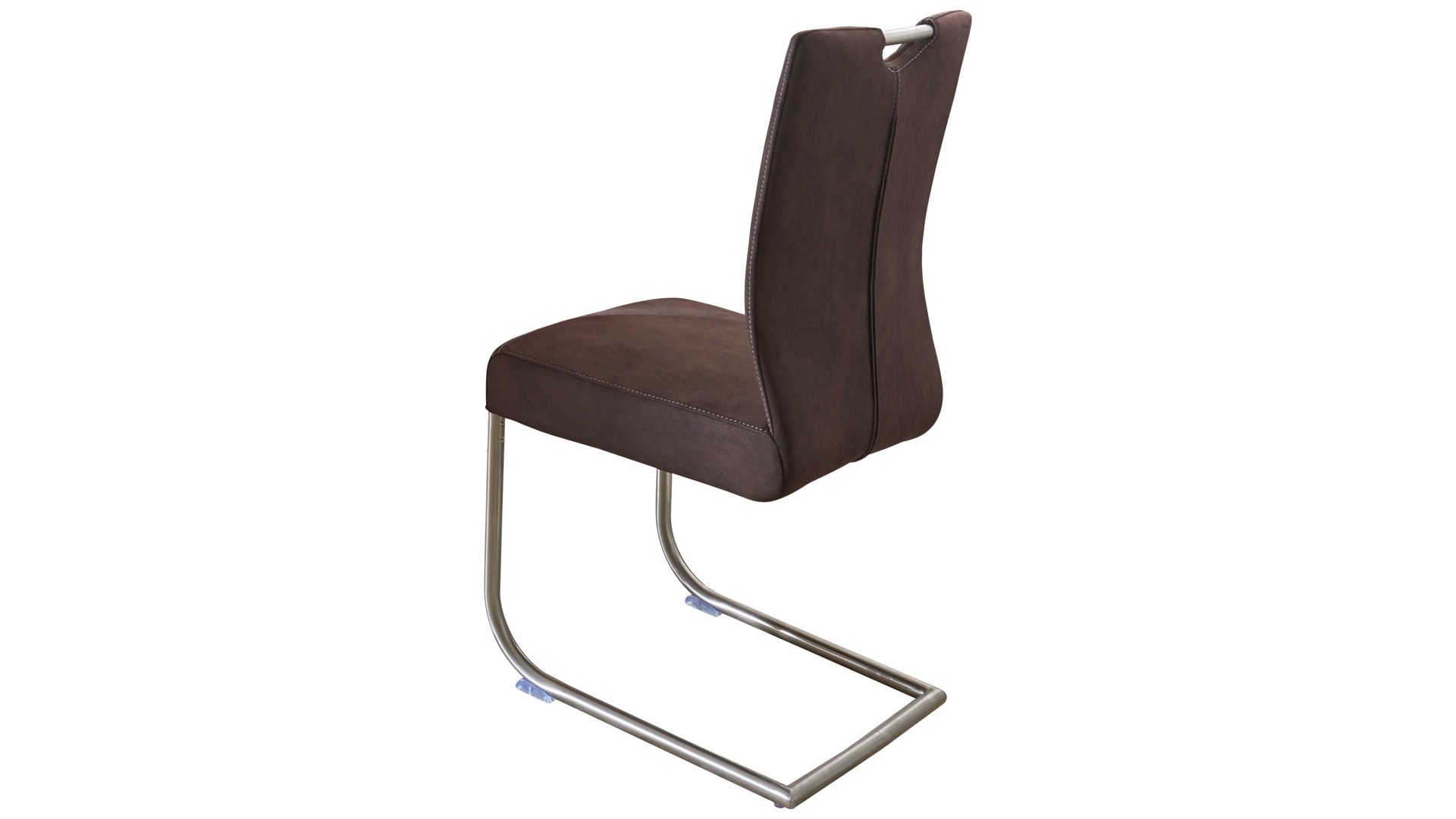 Schwingstuhl Niehoff sitzmoebel aus Mikrofaser in Dunkelbraun NIEHOFF SITZMÖBEL Schwingstuhl bzw. Freischwinger braune Mikrofaser 433 & gebürstetes Edelstahlgestell