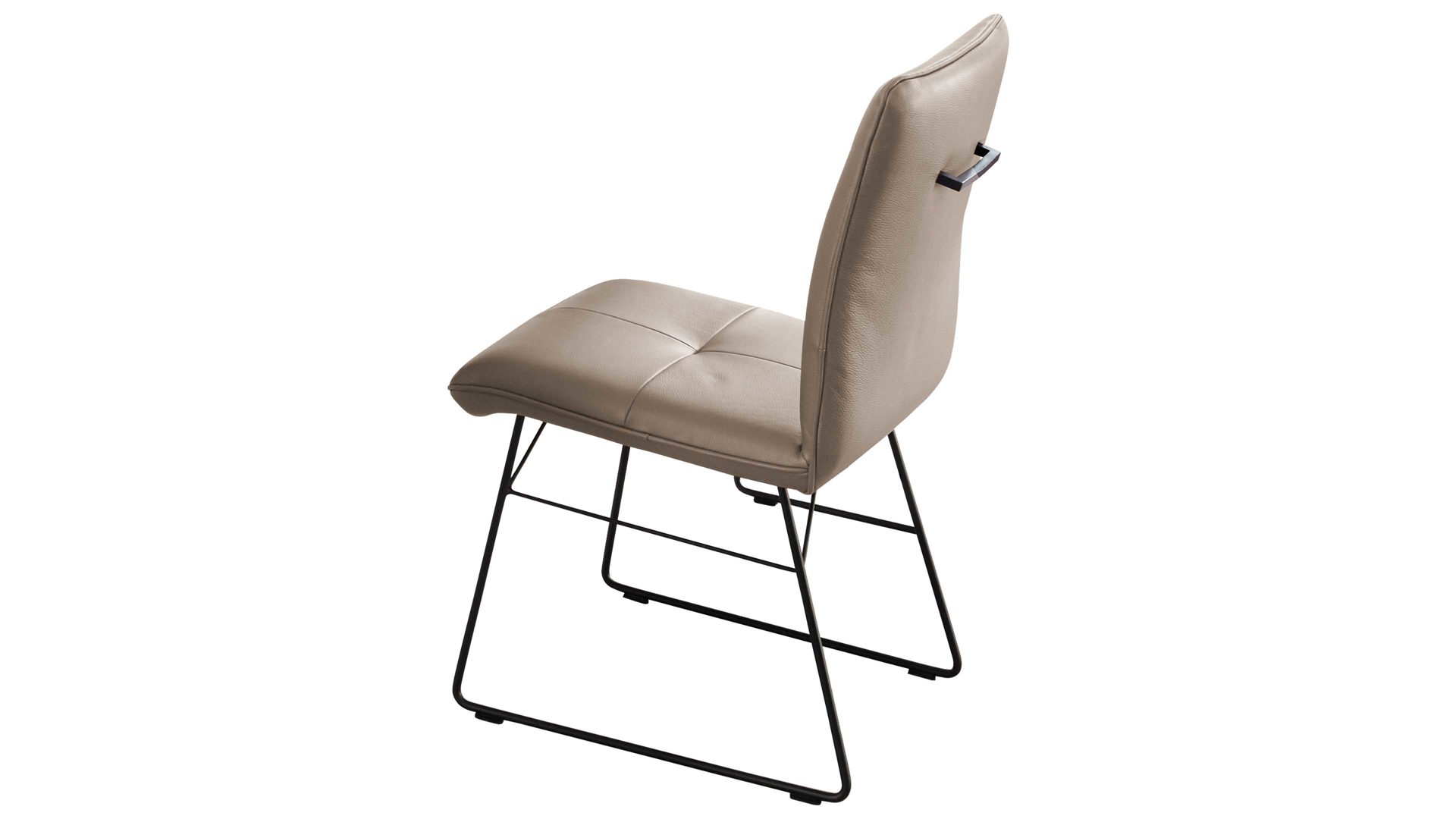 Polsterstuhl combinessa aus Leder in Hellgrau Combinessa Serie Ganza - Polsterstuhl 6512 hellgrauer Longlife-Dicklederbezug Bronco 85 & schwarzes Kufengestell E