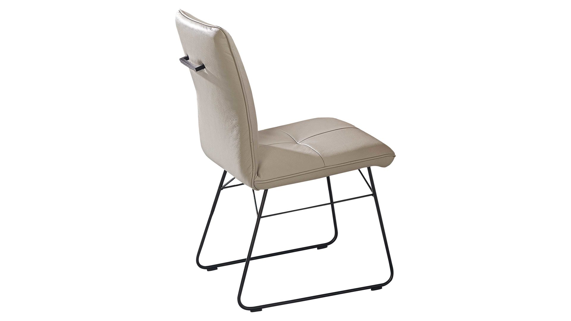 Polsterstuhl combinessa aus Leder in Hellgrau Combinessa Serie Ganza - Polsterstuhl 6512 hellgrauer Longlife-Dicklederbezug Bronco 85 & schwarzes Kufengestell E