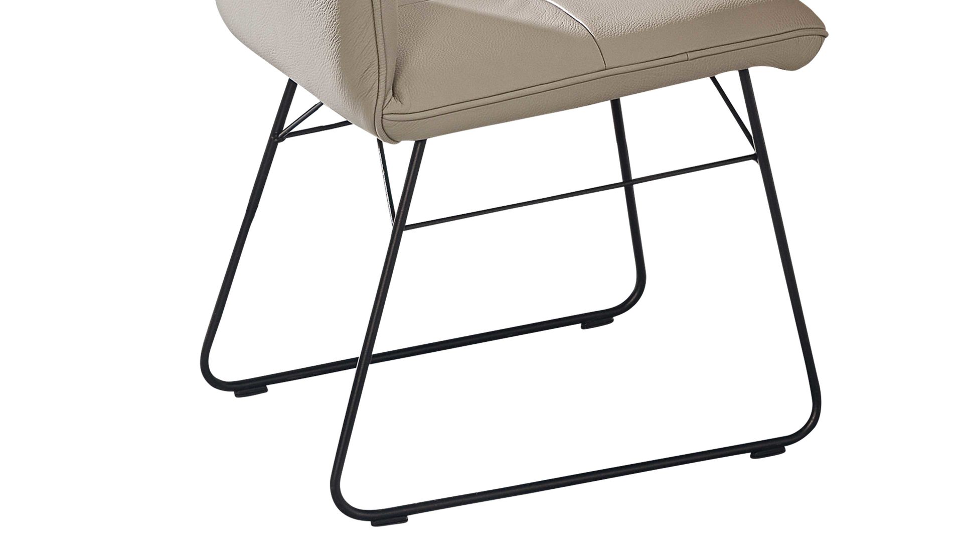 Polsterstuhl combinessa aus Leder in Hellgrau Combinessa Serie Ganza - Polsterstuhl 6512 hellgrauer Longlife-Dicklederbezug Bronco 85 & schwarzes Kufengestell E