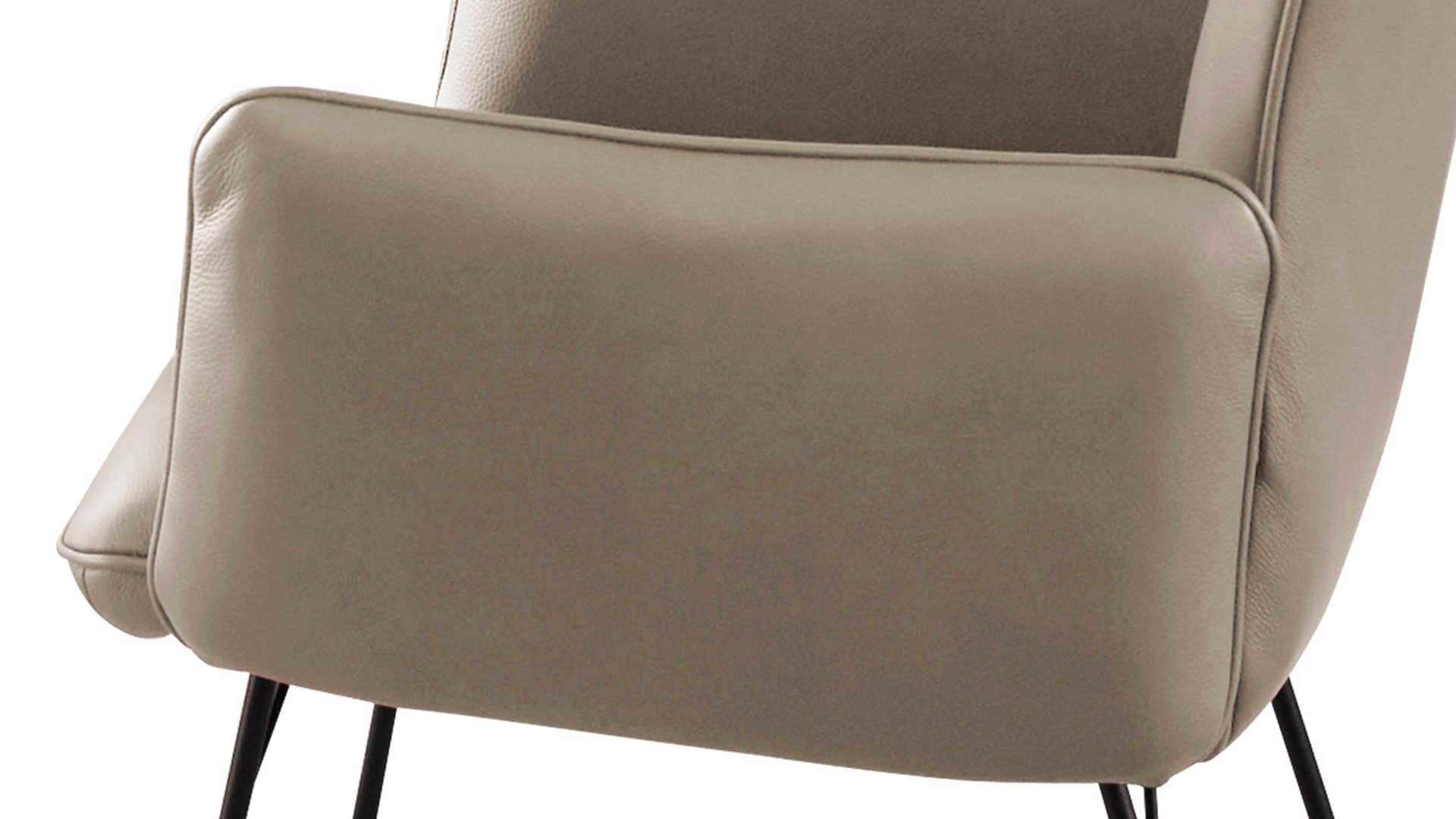 Polsterstuhl combinessa aus Leder in Hellgrau Combinessa Serie Ganza - Armlehn-Polsterstuhl 6512 hellgrauer Longlife-Dicklederbezug Bronco 85 & schwarzes Kufengestell E