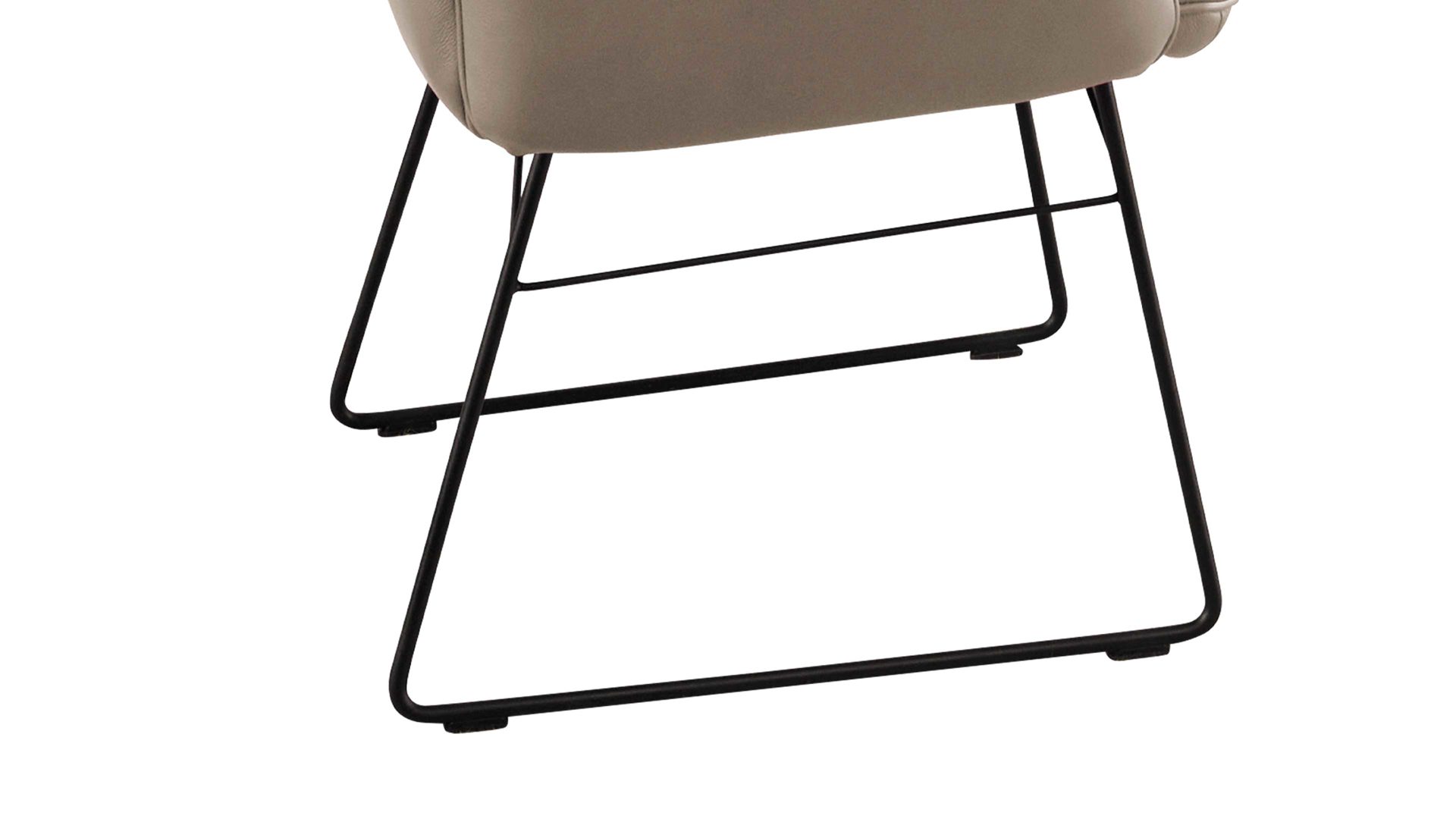 Polsterstuhl combinessa aus Leder in Hellgrau Combinessa Serie Ganza - Armlehn-Polsterstuhl 6512 hellgrauer Longlife-Dicklederbezug Bronco 85 & schwarzes Kufengestell E