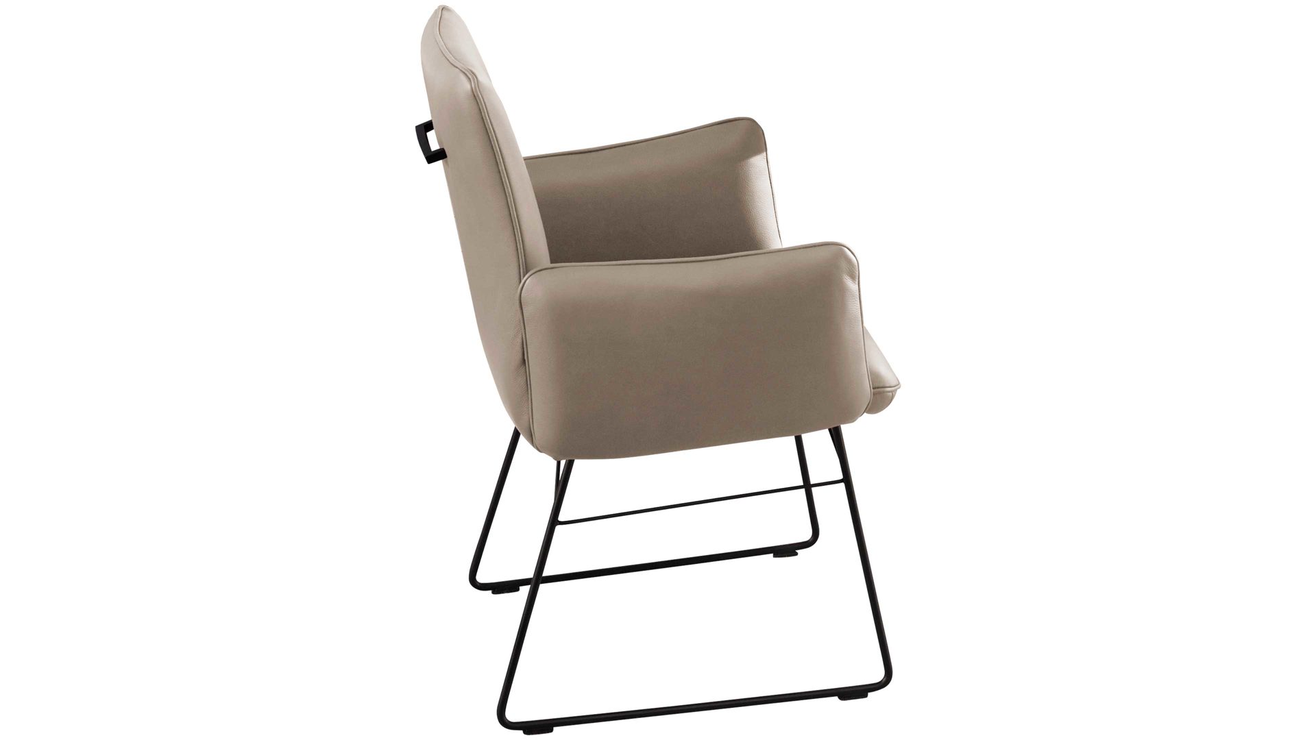 Polsterstuhl combinessa aus Leder in Hellgrau Combinessa Serie Ganza - Armlehn-Polsterstuhl 6512 hellgrauer Longlife-Dicklederbezug Bronco 85 & schwarzes Kufengestell E