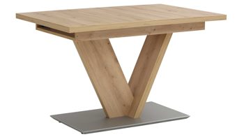 Auszugtisch combinessa aus Holz in Edelstahl Combinessa Serie Ganza - Funktions-Esstisch 5401 Asteiche & Edelstahl - ca. 130 - 178 x 90 cm