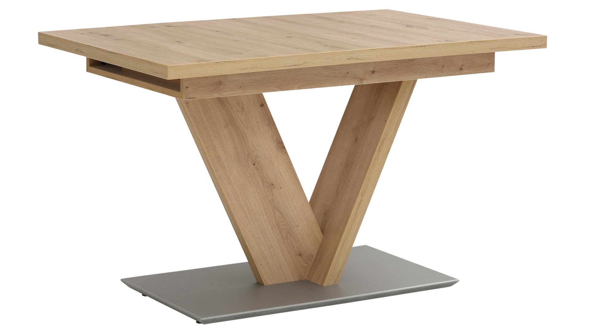 Auszugtisch combinessa aus Holz in Edelstahl Combinessa Serie Ganza - Funktions-Esstisch 5401 Asteiche & Edelstahl - ca. 130 - 178 x 90 cm