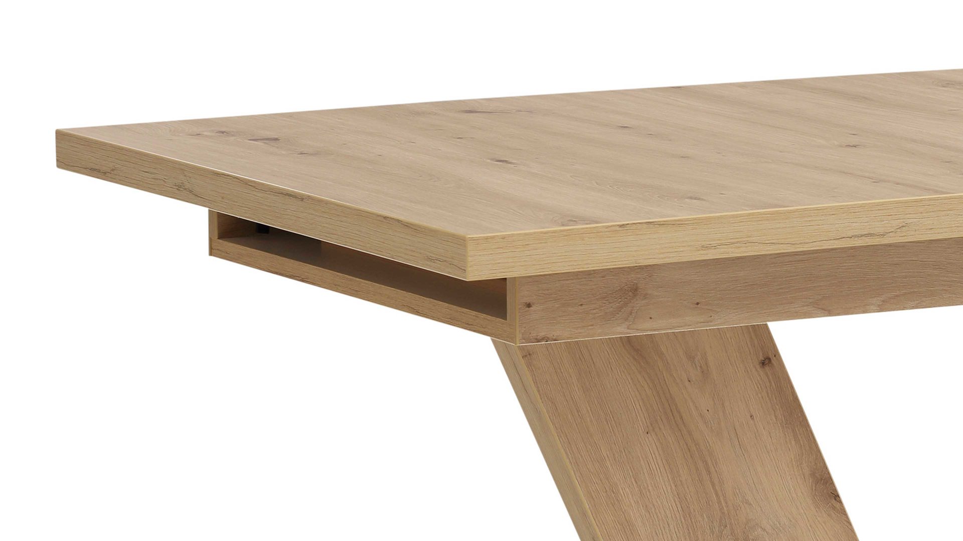 Auszugtisch combinessa aus Holz in Edelstahl Combinessa Serie Ganza - Funktions-Esstisch 5401 Asteiche & Edelstahl - ca. 130 - 178 x 90 cm