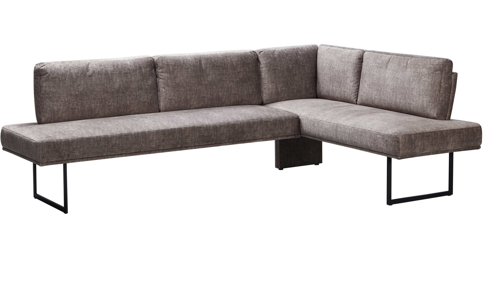 Eckbank combinessa aus Stoff in Hellbraun Combinessa Serie Gavello - Eckbank hellbrauner Stoffbezug H2O 0660-75 & schwarzes Metall - Stellfläche ca. 256 x 171 cm