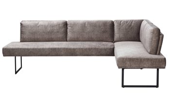 Eckbank combinessa aus Stoff in Hellbraun Combinessa Serie Gavello - Eckbank hellbrauner Stoffbezug H2O 0660-75 & schwarzes Metall - Stellfläche ca. 256 x 171 cm