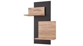 Wohnwand Ideal möbel aus Holz in Dunkelgrau Wohnmöbel Serie Mountain - Wohnwand Cosmosgrau & Eiche Viking - dreiteilig, Breite ca. 297 cm