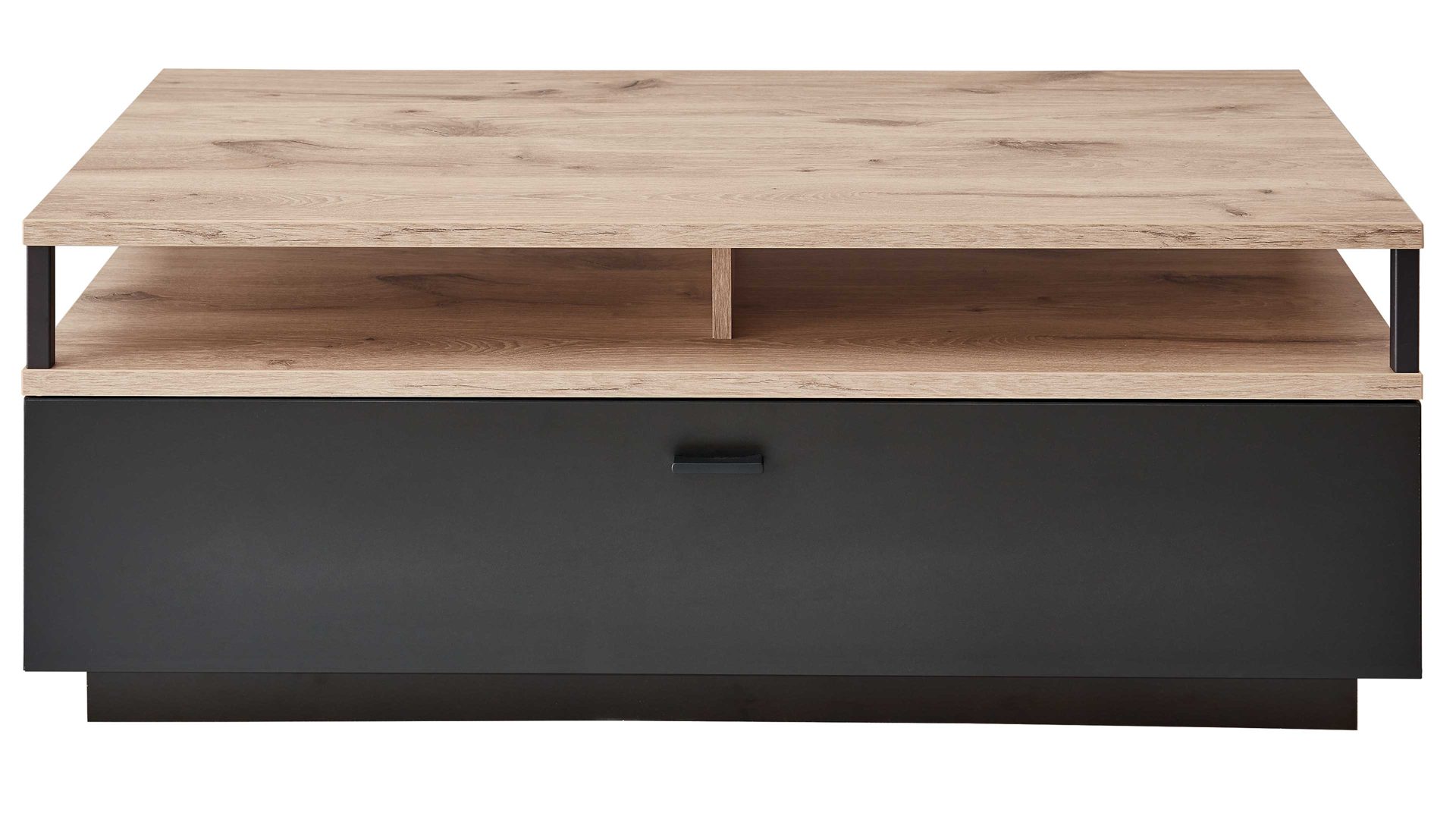 Couchtisch Ideal möbel aus Holz in Holzfarben Wohnmöbel Serie Mountain - Couchtisch mit Schublade Eiche Viking & Cosmosgrau - ca. 115 x 66 cm