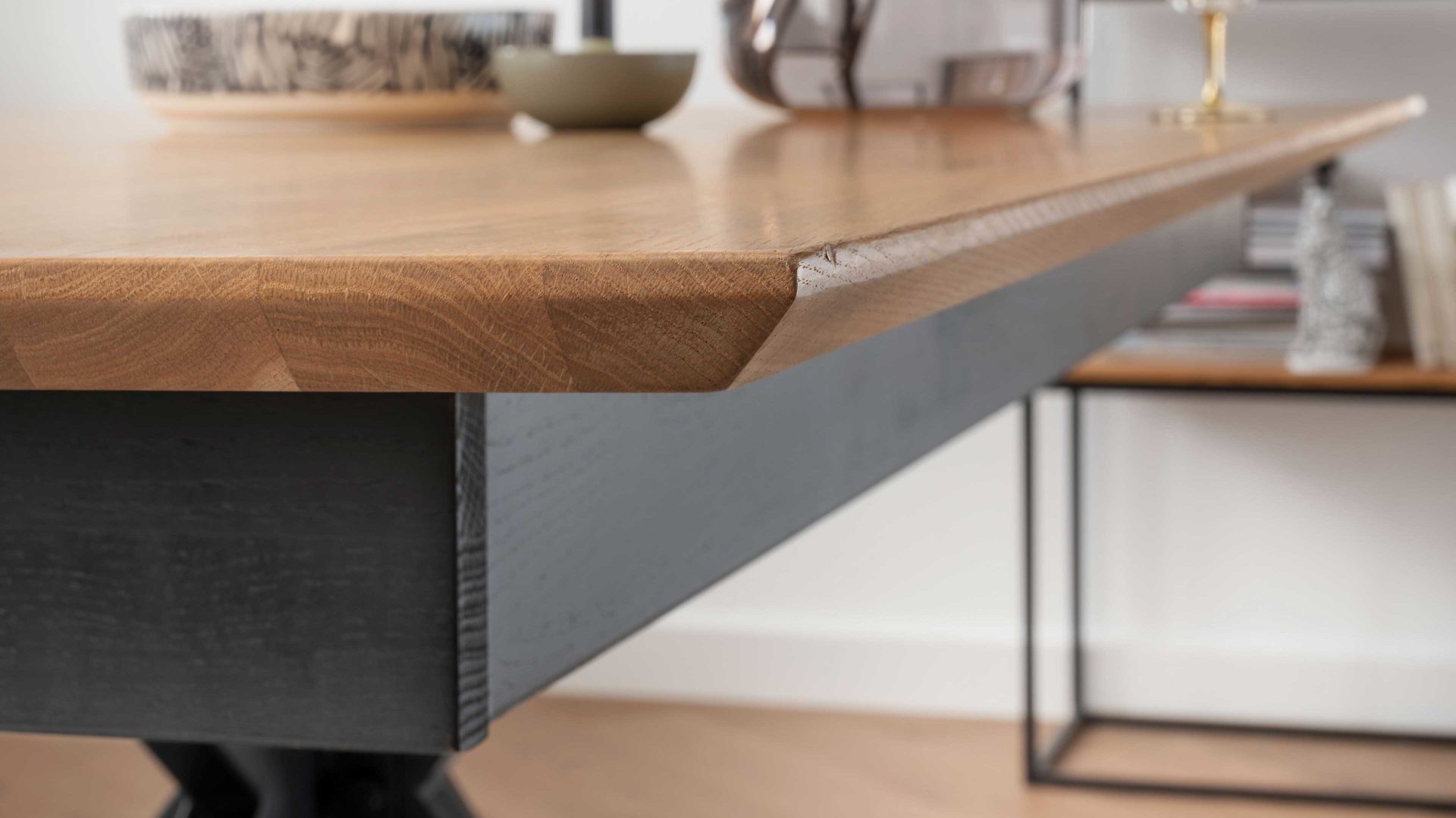 Auszugtisch 3s frankenmöbel aus Holz in Holzfarben 3S frankenmöbel Auszugtisch Wildeiche & schwarzes Metall - ca. 180 - 265 x 100 cm