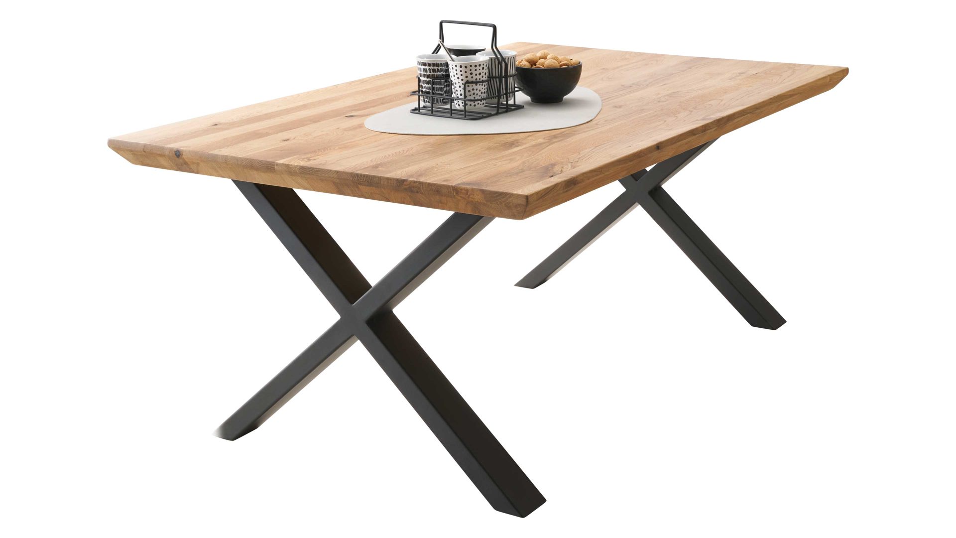 Couchtisch A better place furniture aus Holz in Holzfarben Couchtisch Asola Eiche & schwarzes Metall - ca. 110 x 70 cm