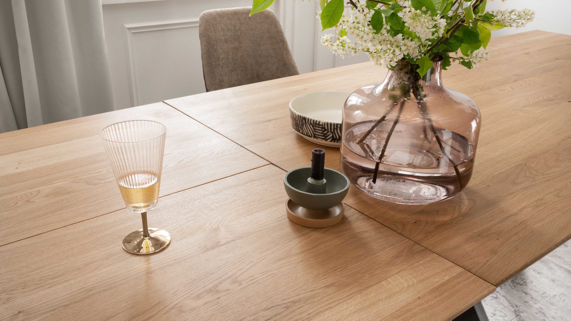 Auszugtisch 3s frankenmöbel aus Holz in Holzfarben 3S frankenmöbel Auszugtisch Wildeiche & schwarzes Metall - ca. 180 - 265 x 100 cm