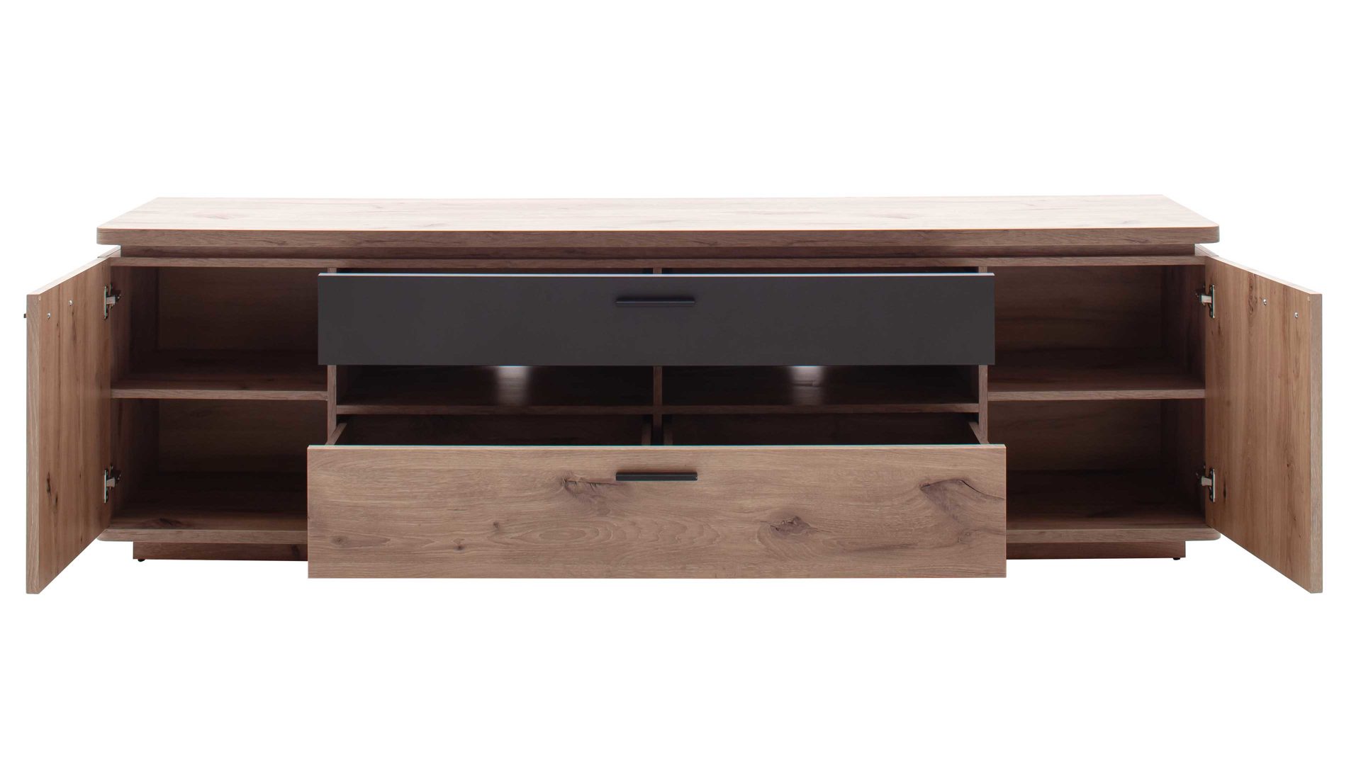 Wohnwand Mca furniture aus Holz in Holzfarben Wohnprogramm Modena - Wohnwand Set 1 Viking Eiche - dreiteilig, Breite ca. 295 cm