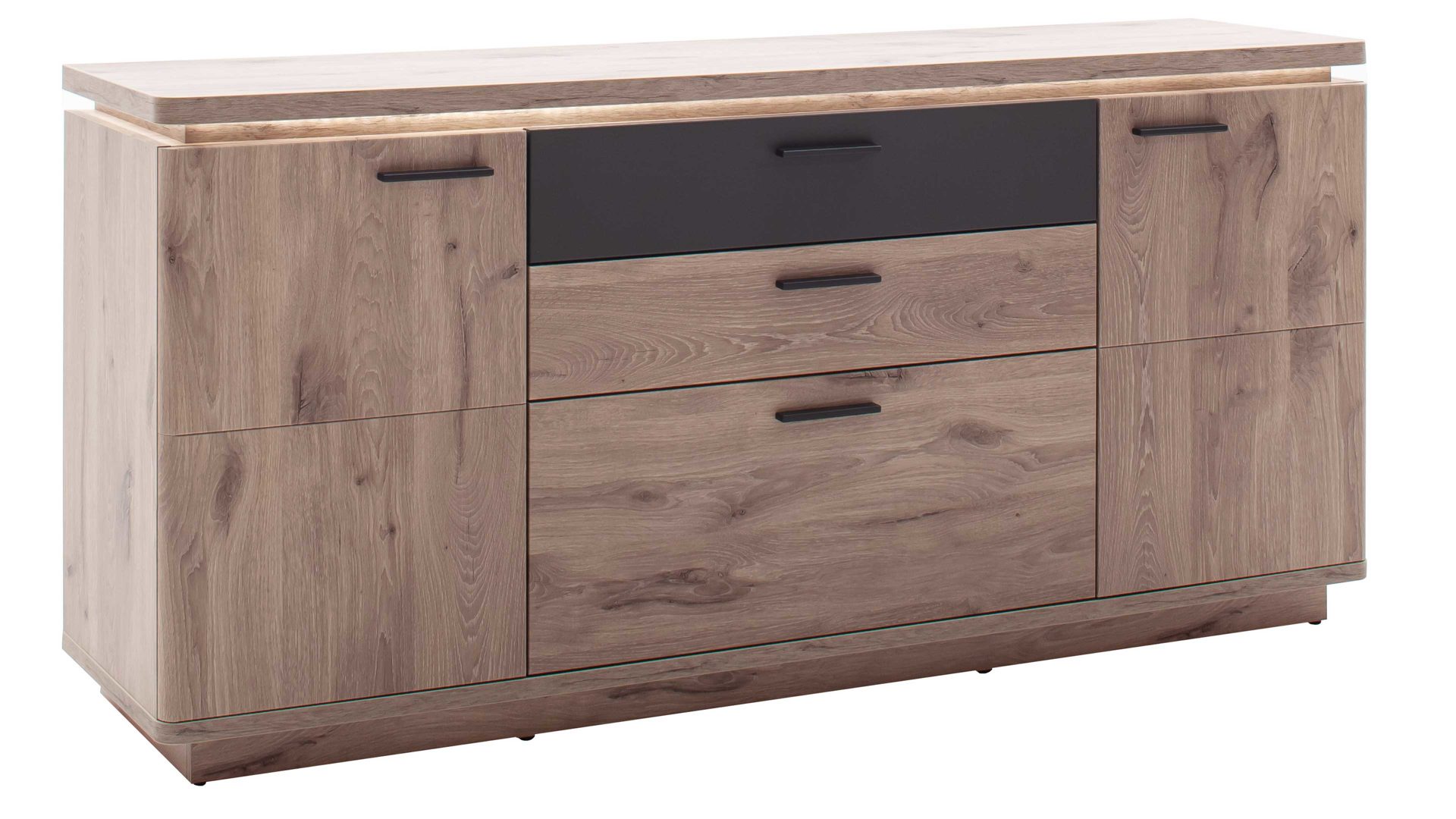 Sideboard Mca furniture aus Holz in Holzfarben Wohnprogramm Modena - Sideboard Viking Eiche - zwei Türen, drei Schubladen, Breite ca. 170 cm