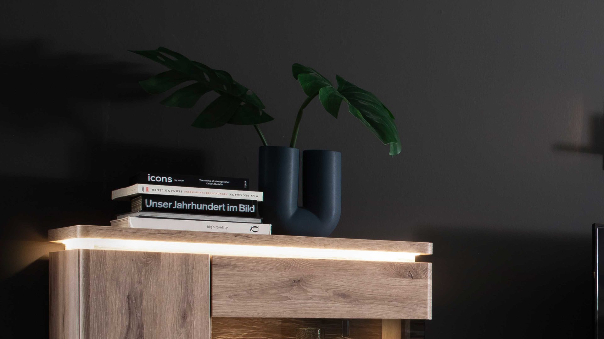 Wohnwand Mca furniture aus Holz in Holzfarben Wohnprogramm Modena - Wohnwand Set 3 Viking Eiche - dreiteilig, Breite ca. 310 cm