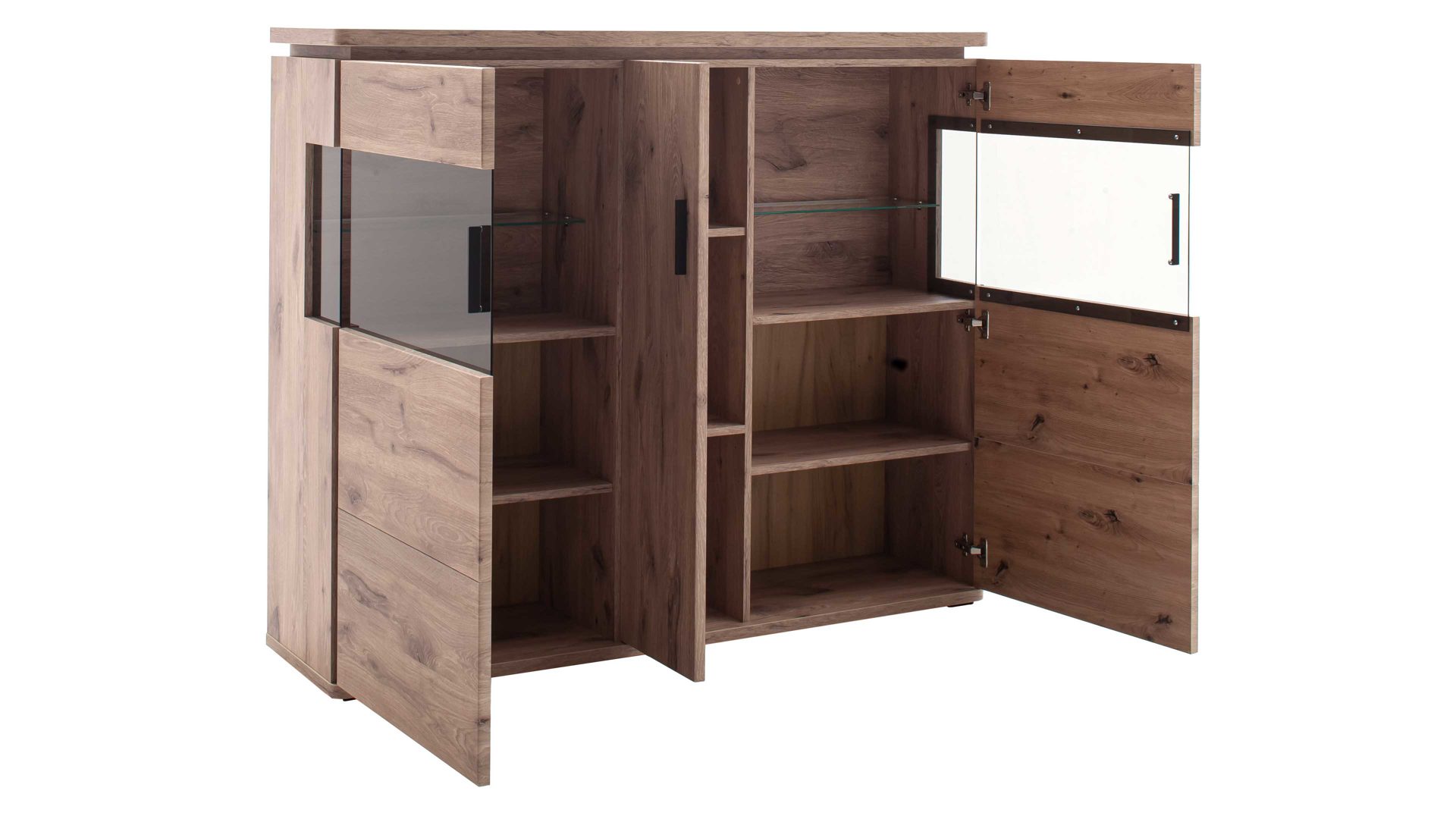 Highboard Mca furniture aus Holz in Holzfarben Wohnprogramm Modena - Highboard Viking Eiche - drei Türen, Breite ca. 150 cm