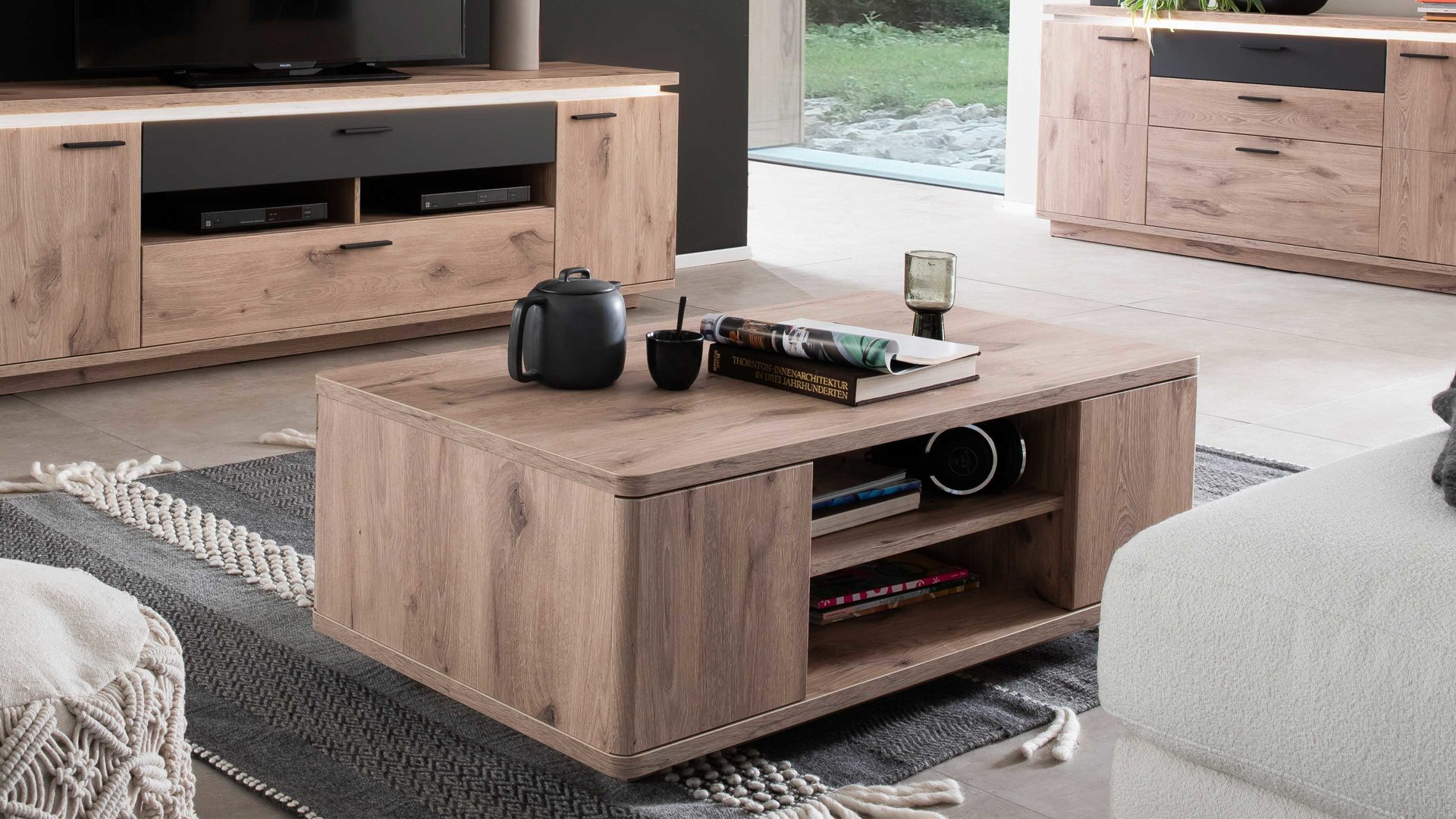 Couchtisch Mca furniture aus Holz in Holzfarben Wohnprogramm Modena - Couchtisch Viking Eiche - ca. 115 x 65 cm