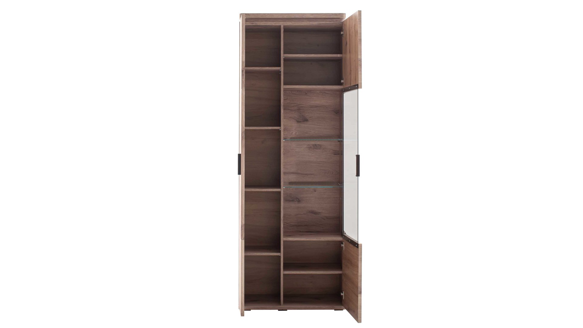 Vitrine Mca furniture aus Holz in Holzfarben Wohnprogramm Modena - Vitrine Viking Eiche - zwei Tür, Breite ca. 75 cm