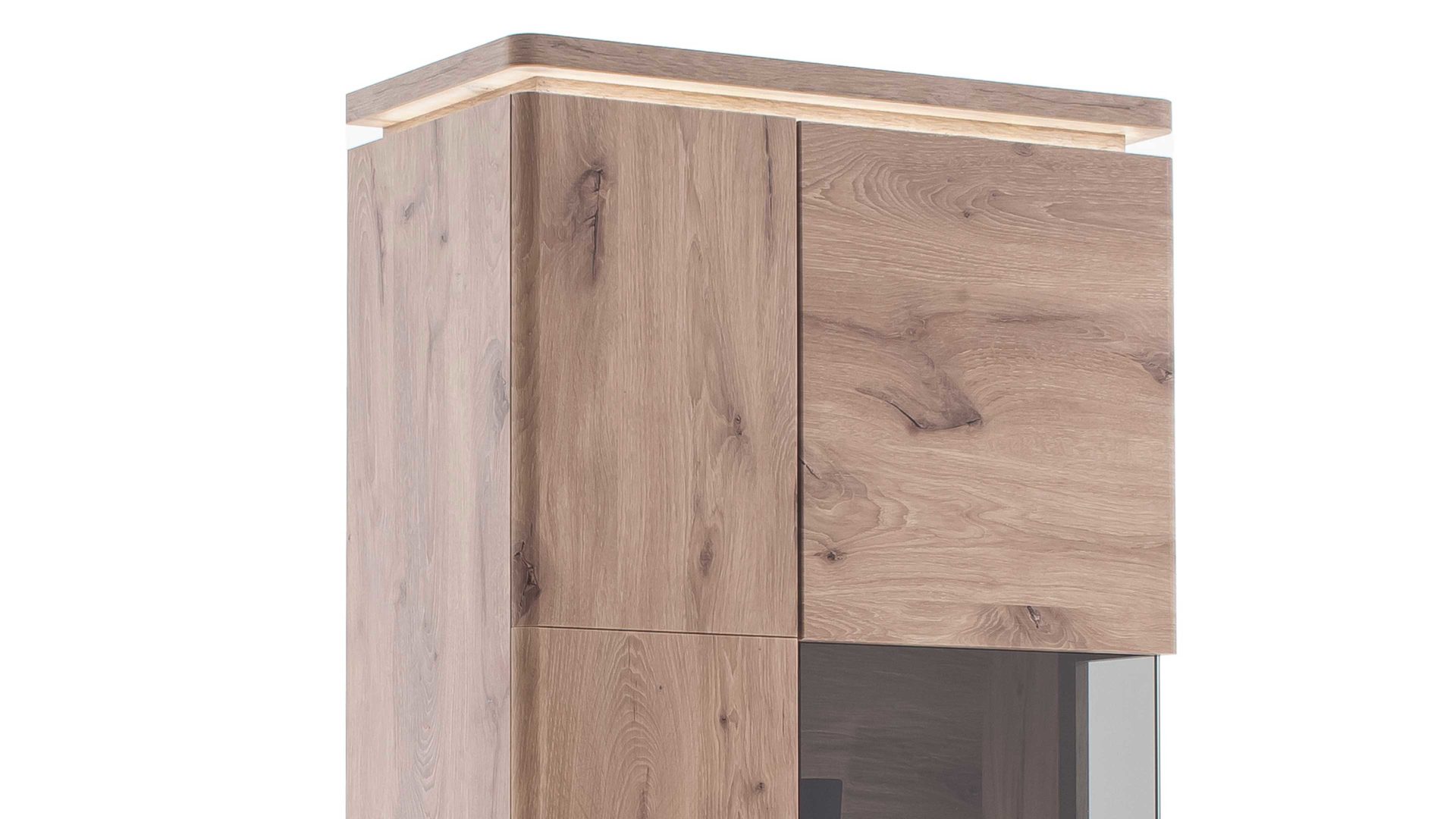 Vitrine Mca furniture aus Holz in Holzfarben Wohnprogramm Modena - Vitrine Viking Eiche - zwei Tür, Breite ca. 75 cm