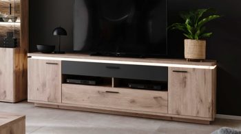 Lowboard Mca furniture aus Holz in Holzfarben Wohnprogramm Modena - Lowboard Viking Eiche - zwei Türen, zwei Schubladen, Breite ca. 210 cm