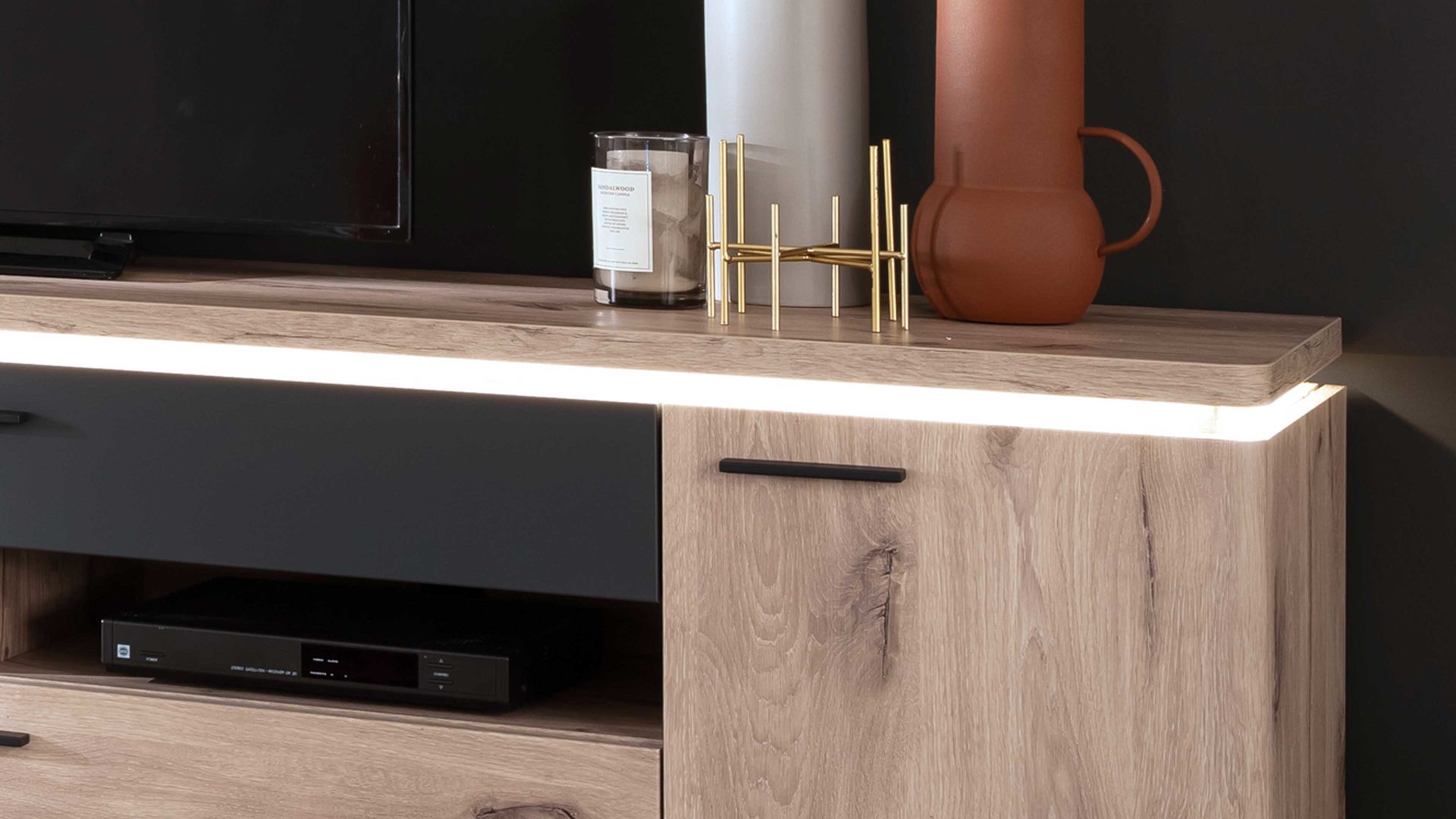 LED-Beleuchtung Mca furniture aus Kunststoff in Weiß Wohnprogramm Modena - LED-Bandbeleuchtung vierteilig