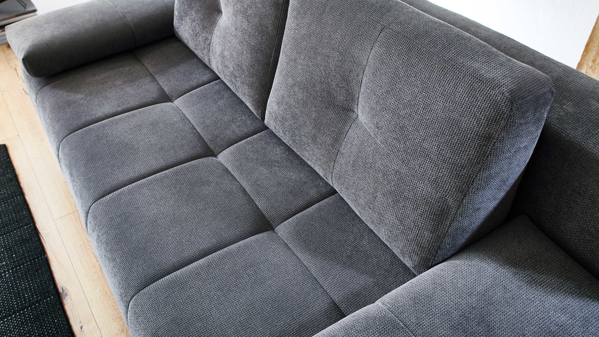 Schlafsofa Restyl aus Stoff in Grau Schlafsofa Lilo grauer Bezug 6839 & Chromfüße - Breite ca. 202 cm