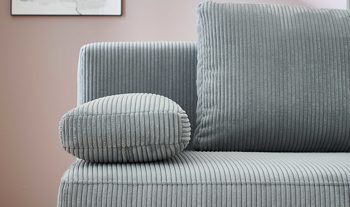 Schlafsofa Restyl aus Stoff in Hellgrau Schlafsofa Sandy grauer Breitcord 6564 & schwarze Metallfüße - Breite ca. 193 cm