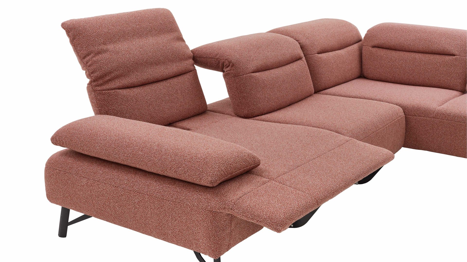 Ecksofa Himolla aus Stoff in Rot himolla Ecksofa Signa mit Funktionen roter Stoffbezug & Metallfüße - ca. 291 x 230 cm