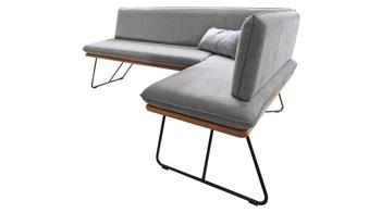 Eckbank Niehoff sitzmoebel aus Kunstfaser in Grau NIEHOFF SITZMÖBEL Serie Leonie - Eckbank platingraue Mikrofaser 719 & schwarzes Eisen - Stellfläche ca. 207 x 154 cm