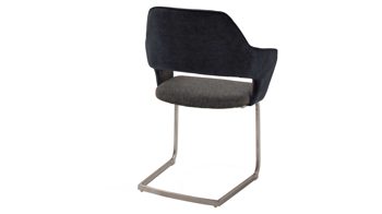 Freischwinger-Sessel Mca furniture aus Stoff in Dunkelgrau Armlehn-Schwingstuhl Newcastler holzkohlefarbene Bezugkombi CH & Edelstahl
