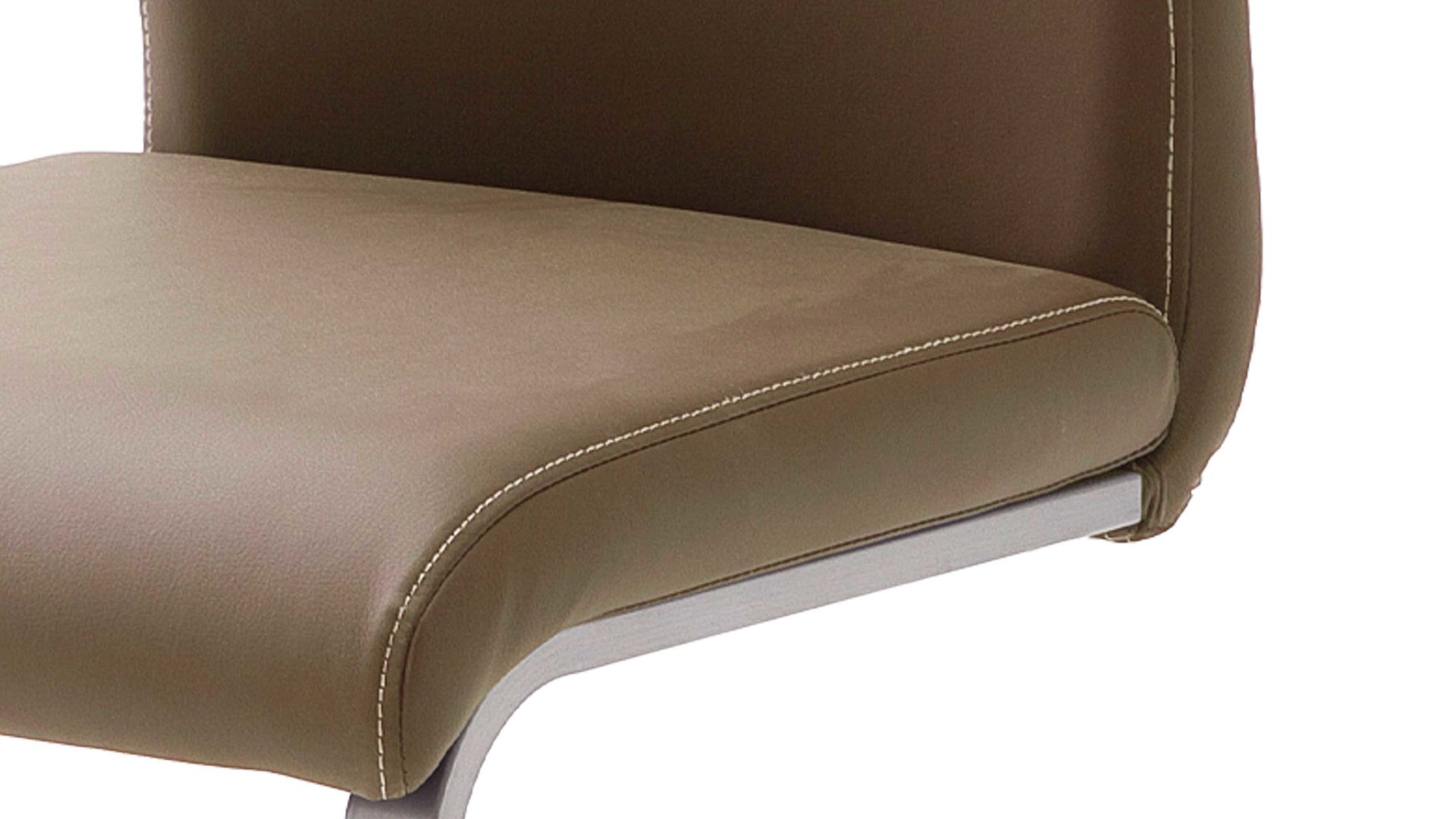 Schwingstuhl Mca furniture aus Kunstfaser in Braun Schwingstuhl bzw. Freischwinger Paulo mit Griffmulde braunes Kunstleder 10BX & Edelstahl