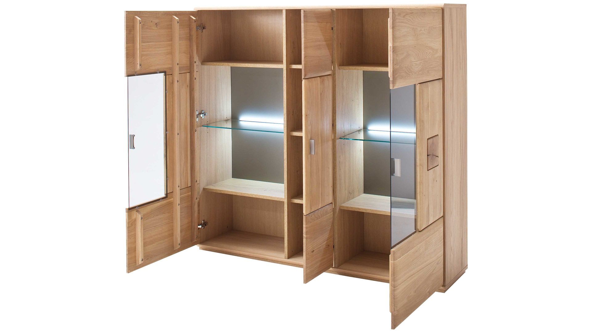 Highboard Mca furniture aus Holz in Holzfarben Eiche Bianco & Hirnholz – Highboard Bologna biancofarbenes Eichenholz & Hirnholz – drei Türen