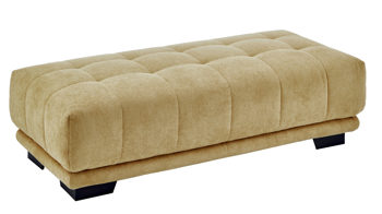 Polsterhocker KAWOO aus Stoff in Gelb KAWOO Serie 7587 - Polsterhocker goldgelbe Chenille XBO 05 & schwarze Metallfüße - ca. 156 x 72 cm