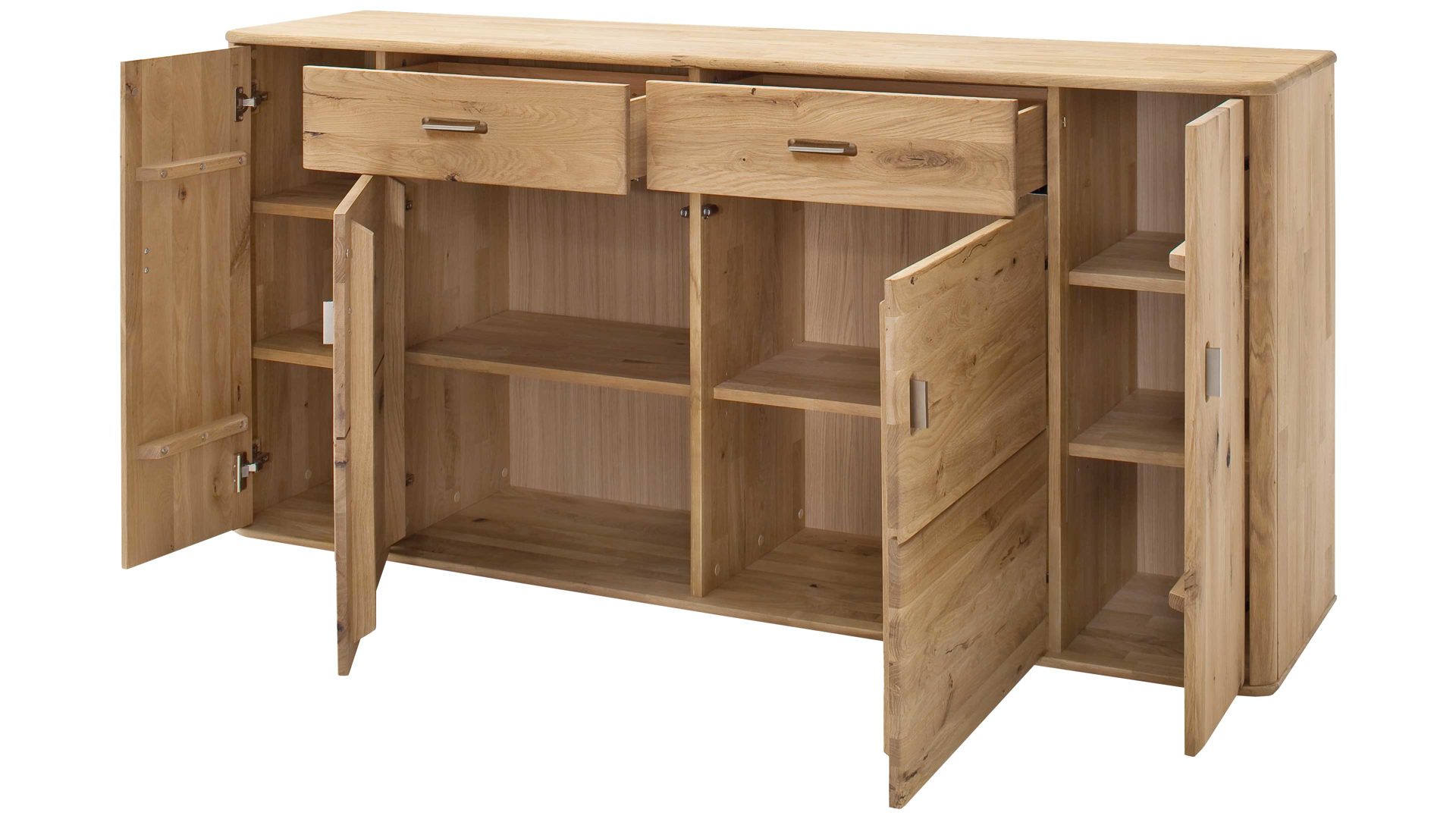 Sideboard Mca furniture aus Holz in Holzfarben Sideboard Ravello biancofarbene Balkeneiche – drei Türen, zwei Schubladen