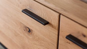 Wohnwand Mca furniture aus Holz in Holzfarben Wohnprogramm Portland - Wohnkombination II Asteiche bianco & Anthrazit – vierteilig, Breite ca. 338 cm