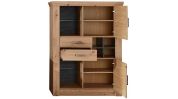 Highboard Mca furniture aus Holz in Holzfarben Wohnprogramm Meran - Highboard Balkeneiche & Anthrazit – zwei Türen, zwei  Schubladen, Breite ca. 110 cm