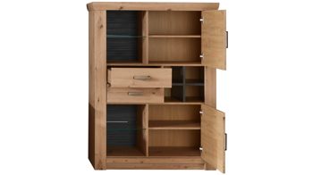 Wohnwand Mca furniture aus Holz in Holzfarben Wohnprogramm Meran - Wohnwand I Balkeneiche & Anthrazit – vierteilig, Breite ca. 336 cm