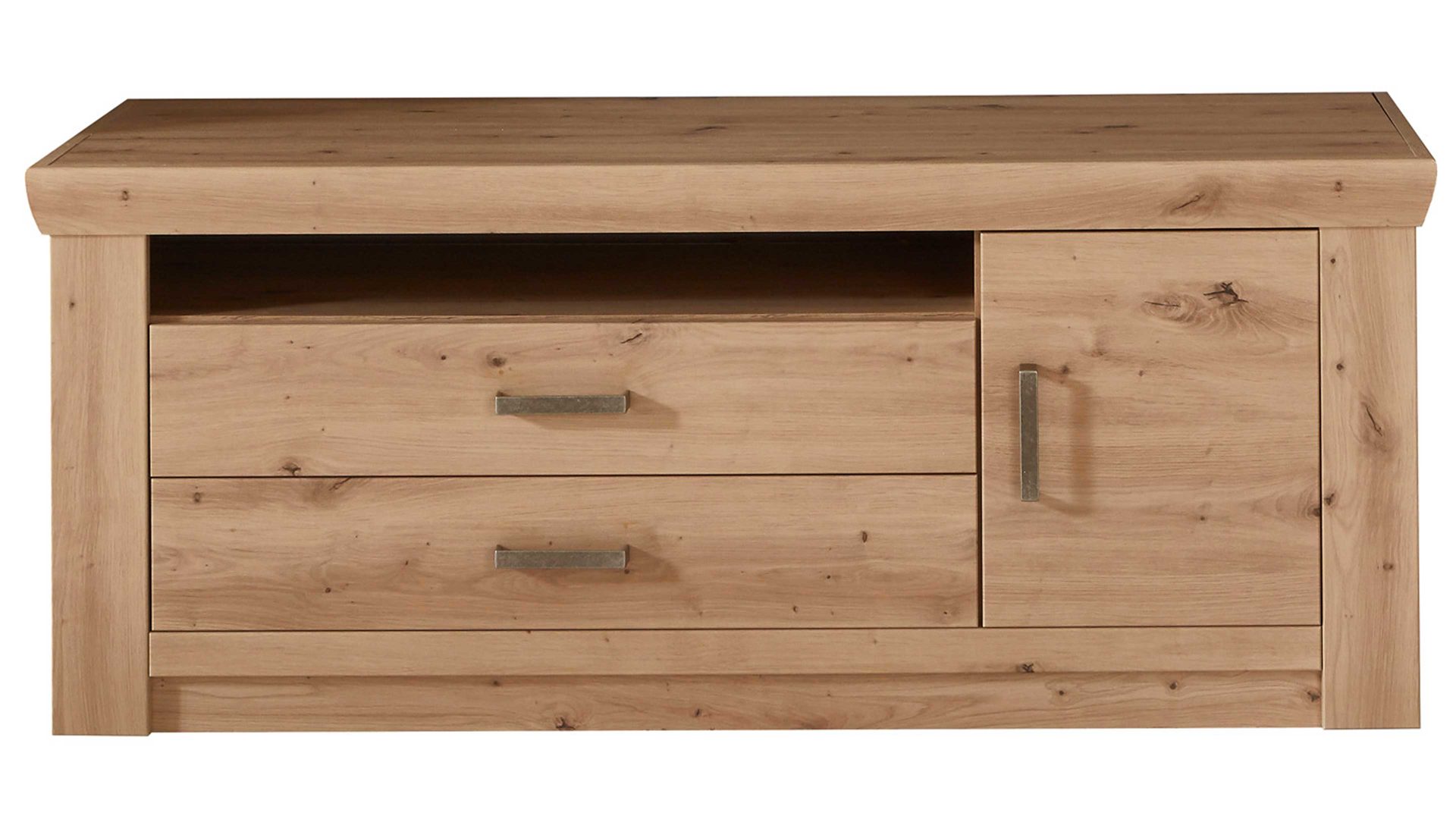 Lowboard Mca furniture aus Holz in Holzfarben Wohnprogramm Meran - TV-Lowboard Balkeneiche - zwei Schubladen, eine Tür, Länge ca. 144 cm
