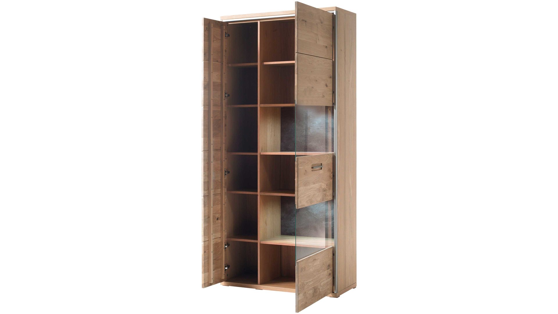 Wohnwand Mca furniture aus Holz in Holzfarben Wohnprogramm Espero - Wohnwand W03 Asteiche bianco – vierteilig, Breite ca. 351 cm