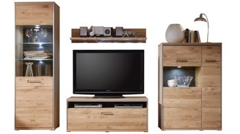 Wohnwand Mca furniture aus Holz in Holzfarben Wohnprogramm Espero - Wohnwand W01 Asteiche bianco – vierteilig, Breite ca. 301 cm