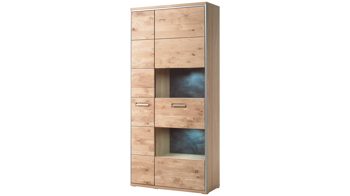 Wohnwand Mca furniture aus Holz in Holzfarben Wohnprogramm Espero - Wohnwand W03 Asteiche bianco – vierteilig, Breite ca. 351 cm