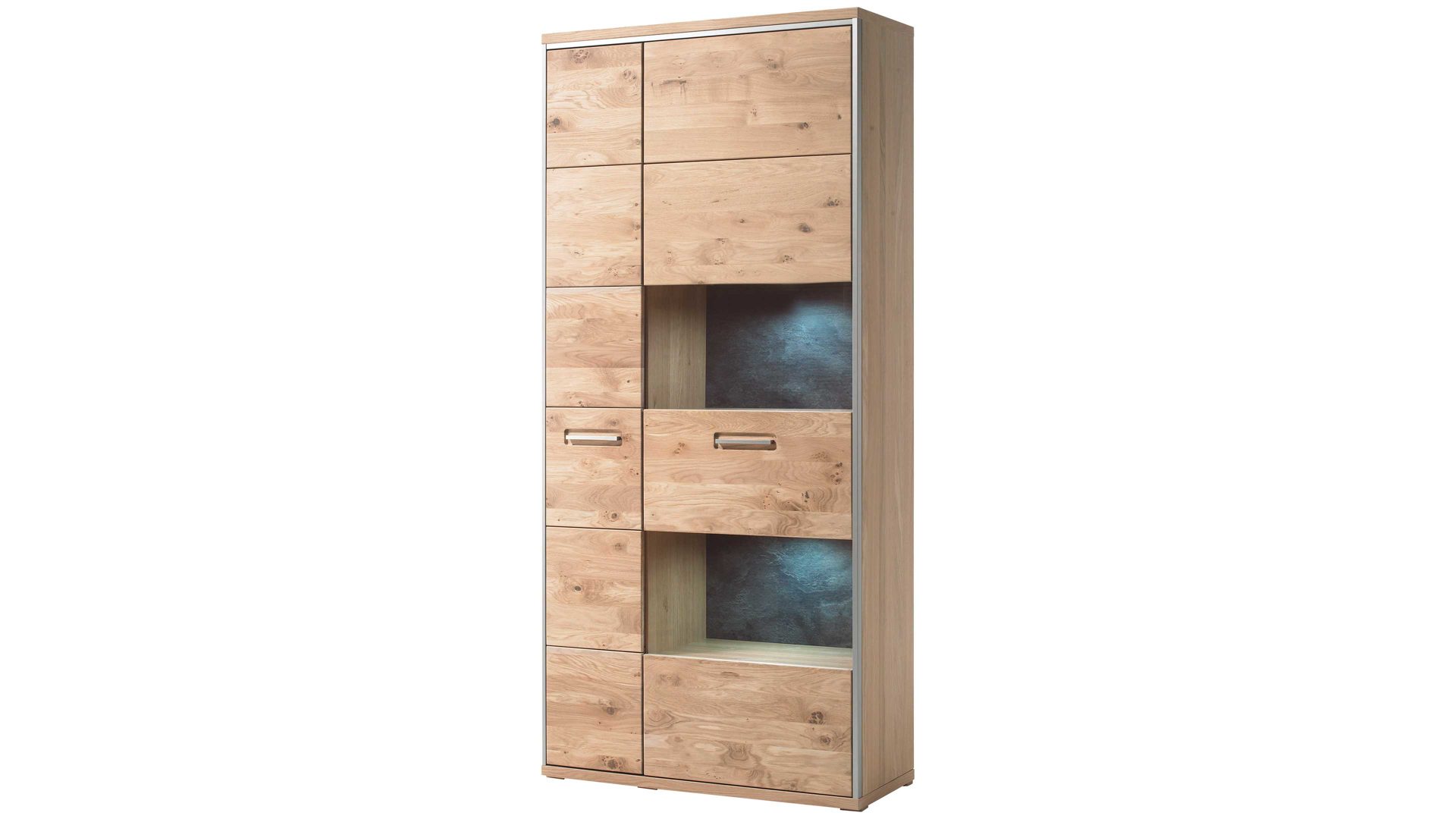 Vitrine Mca furniture aus Holz in Holzfarben Wohnprogramm Espero - Kombivitrine Asteiche bianco – zwei Türen, Breite ca. 94 cm