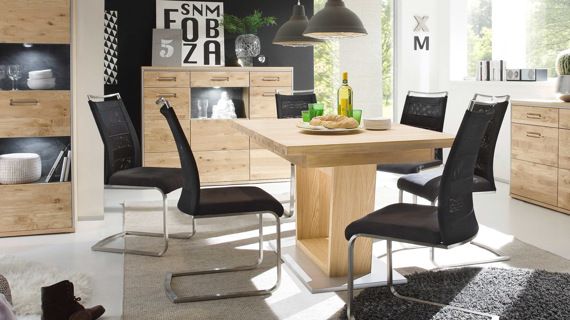 Auszugtisch Mca furniture aus Holz in Holzfarben Wohnprogramm Espero - Ausziehtisch Asteiche Bianco –  ca. 140 - 220 x 90 cm