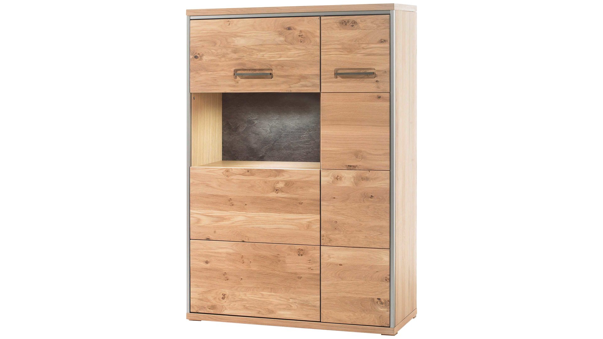 Highboard Mca furniture aus Holz in Holzfarben Wohnprogramm Espero - Highboard Asteiche bianco – zwei Türen, Breite ca. 94 cm