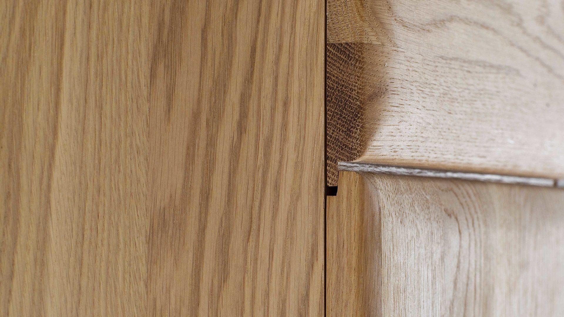 Wohnwand Mca furniture aus Holz in Holzfarben Wohnprogramm Bologna - Wohnwand W01 Eiche Bianco & Hirnholz – vierteilig, Breite ca. 320 cm