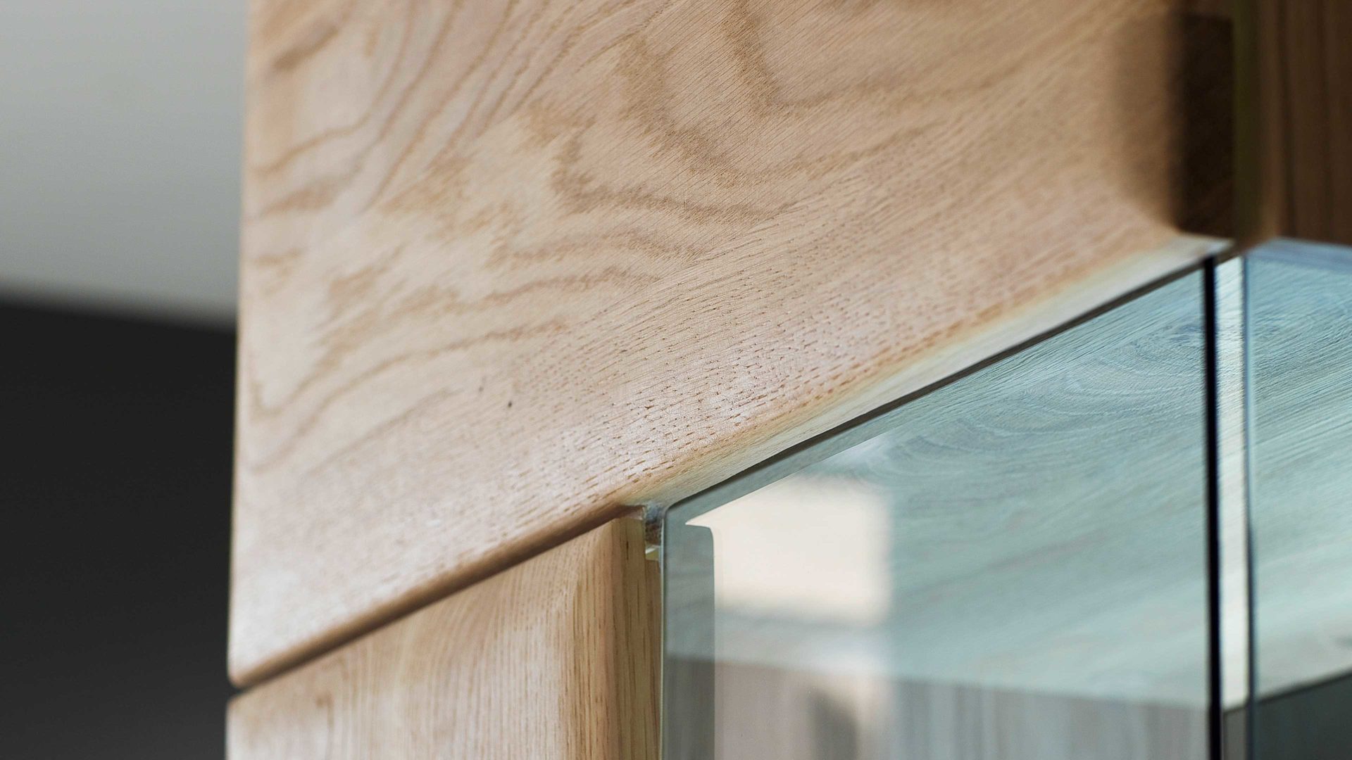 Wohnwand Mca furniture aus Holz in Holzfarben Wohnprogramm Bologna - Wohnwand W01 Eiche Bianco & Hirnholz – vierteilig, Breite ca. 320 cm